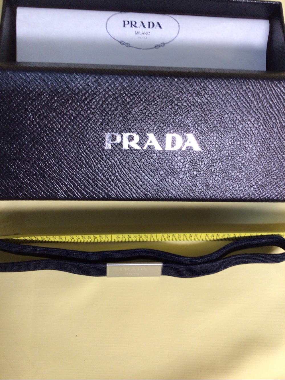 Prada Black Elastic Headband w/ Buckle Belt Design - Picture 3 of 4